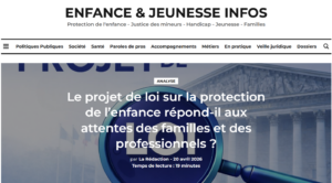 Une analyse sur le projet de loi de reforme de la protection de l’enfance par “Enfance et Jeunesse Info”