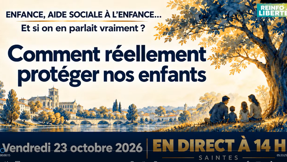 Affiche des journées de Saintes : Enfance, aide sociale à l'enfance… Et si on en parlait vraiment ? Comment réellement protéger nos enfants. Vendredi 23 octobre 2026, en direct à 14 h, Saintes.